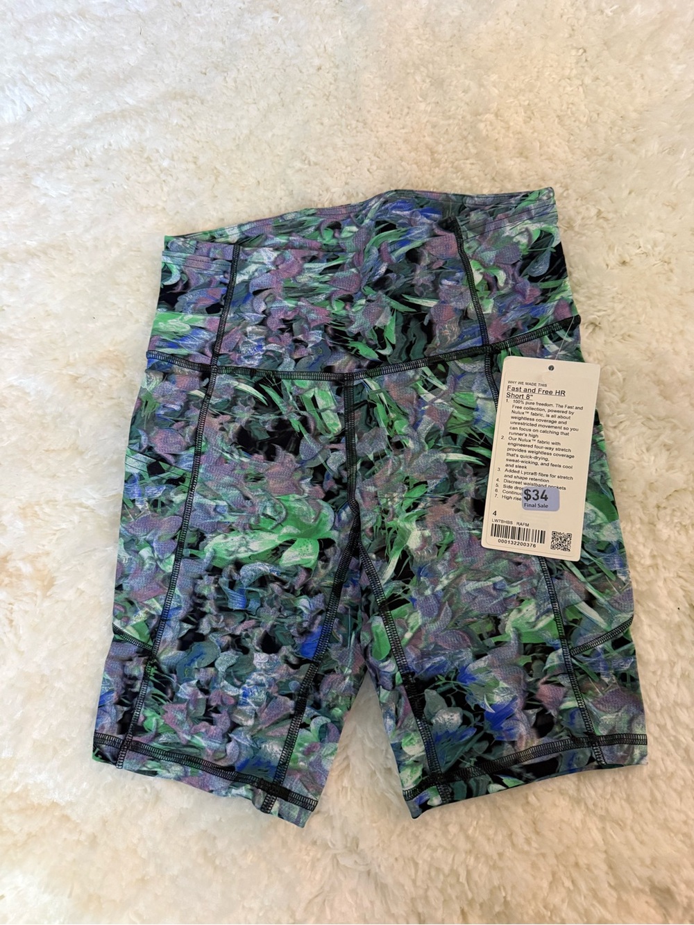 lululemon Fast and Free High-Rise Bike Shorts, size 4